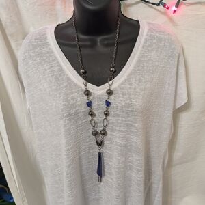 Elegant Blue and Silver Statement Necklace